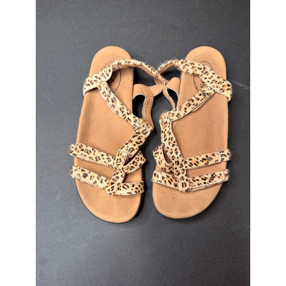 Taos Trophy 2 Sandals Cheetah Pony Hair Strappy Arch Support Casual Size 8